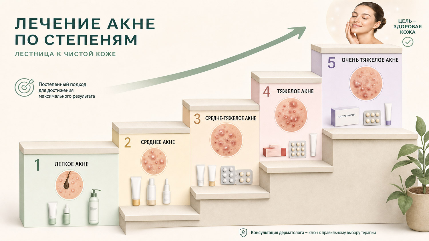 Лесенка акне по ступенькам увеличения тяжести